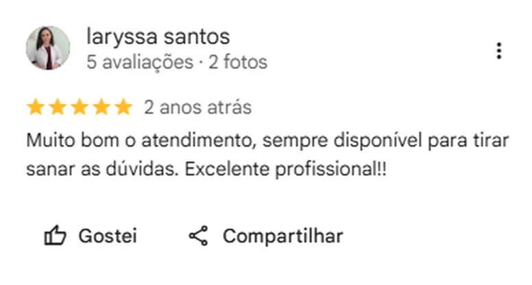 Avaliação de cliente publicada no Google sobre a FCT Saúde